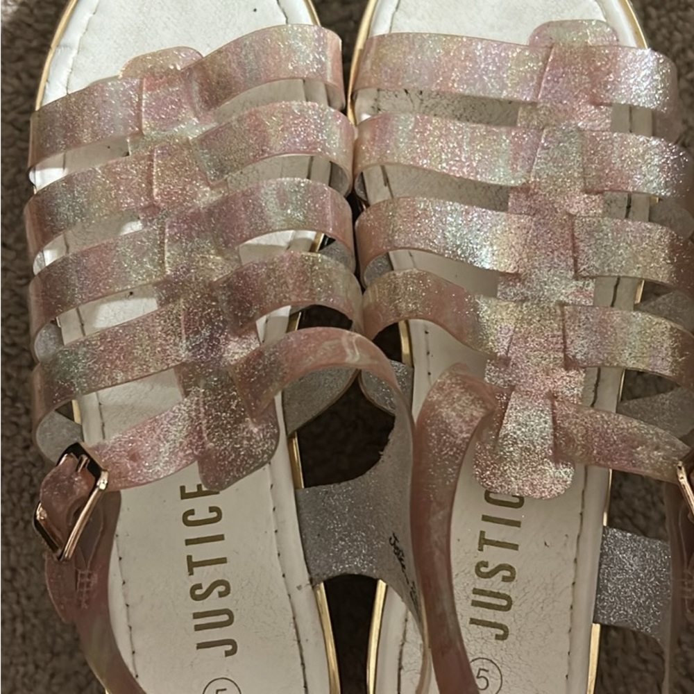 Justice Shimmering Pink Strappy Sandals